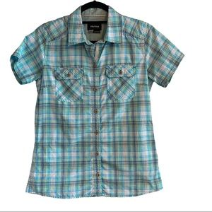 Marmot/Plaid Top/Teal/Button Up/Size Small